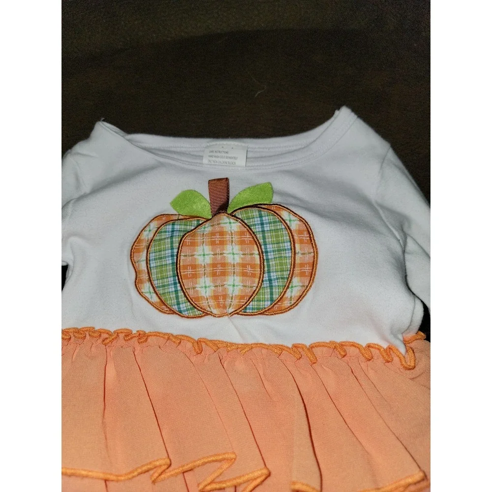 Little wishes boutique fall Halloween pumpkin dress‎ size 6 12 months